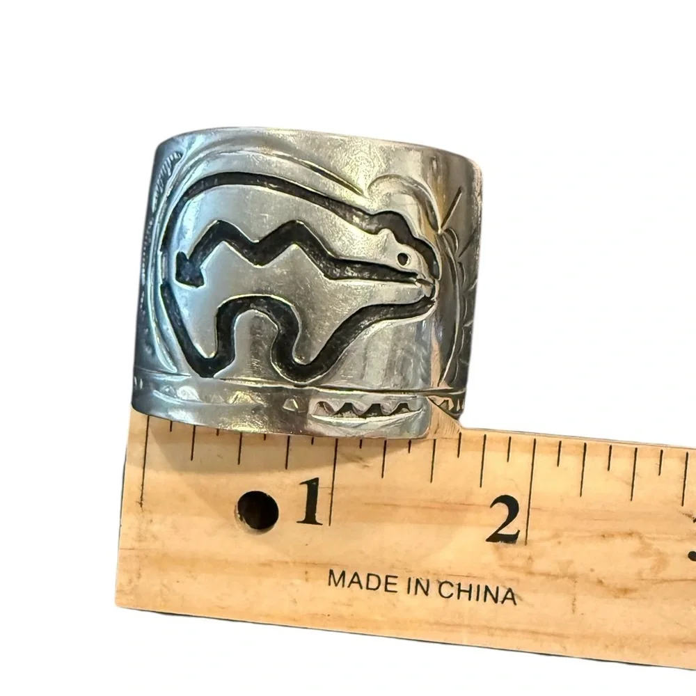 RARE Leander Nezzie Native American silver hair cuff barrette Vintage Navajo